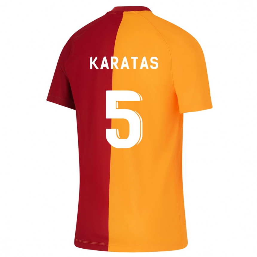 Kinder Fußball Eda Karataş #5 Orangefarben Heimtrikot Trikot 2023/24 T-Shirt Luxemburg