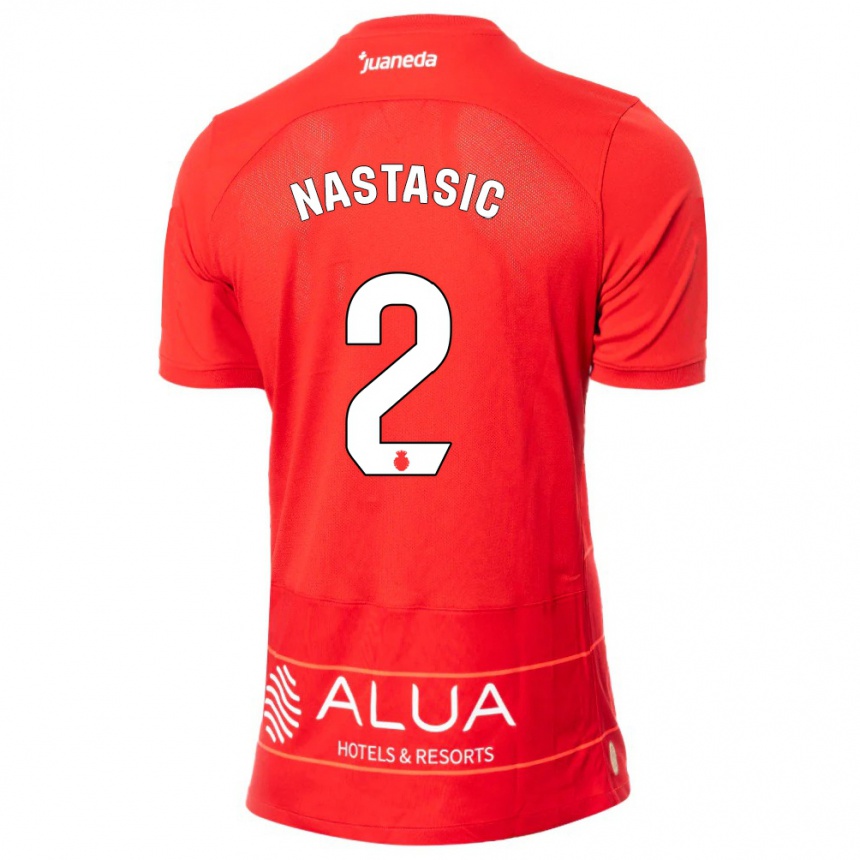 Kinder Fußball Matija Nastasic #2 Rot Heimtrikot Trikot 2023/24 T-Shirt Luxemburg