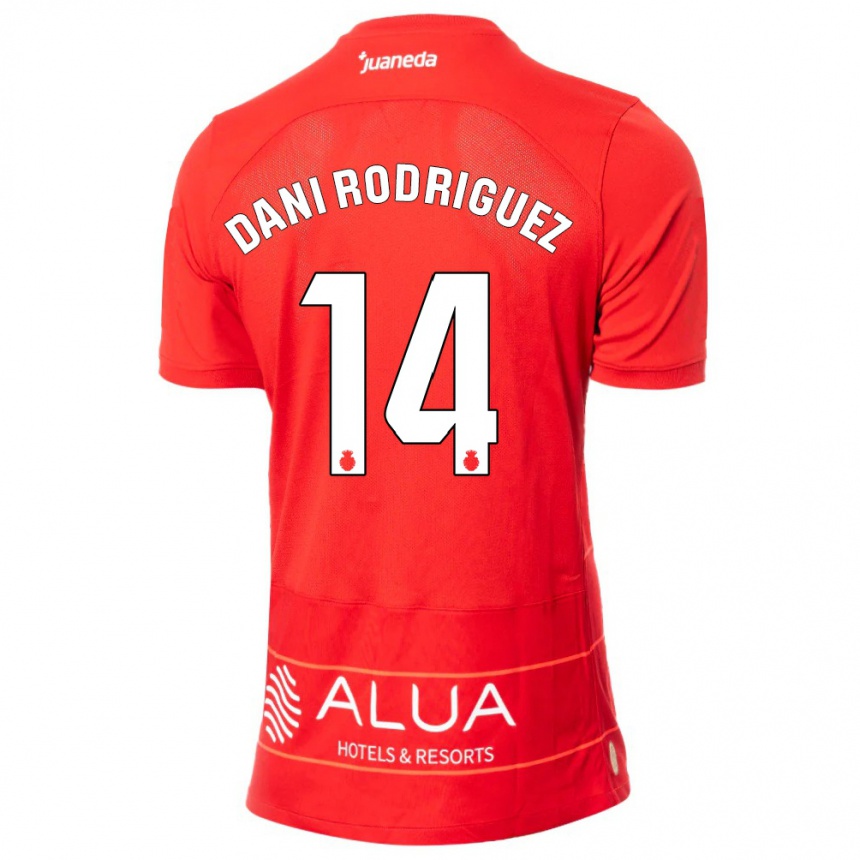 Kinder Fußball Dani Rodríguez #14 Rot Heimtrikot Trikot 2023/24 T-Shirt Luxemburg