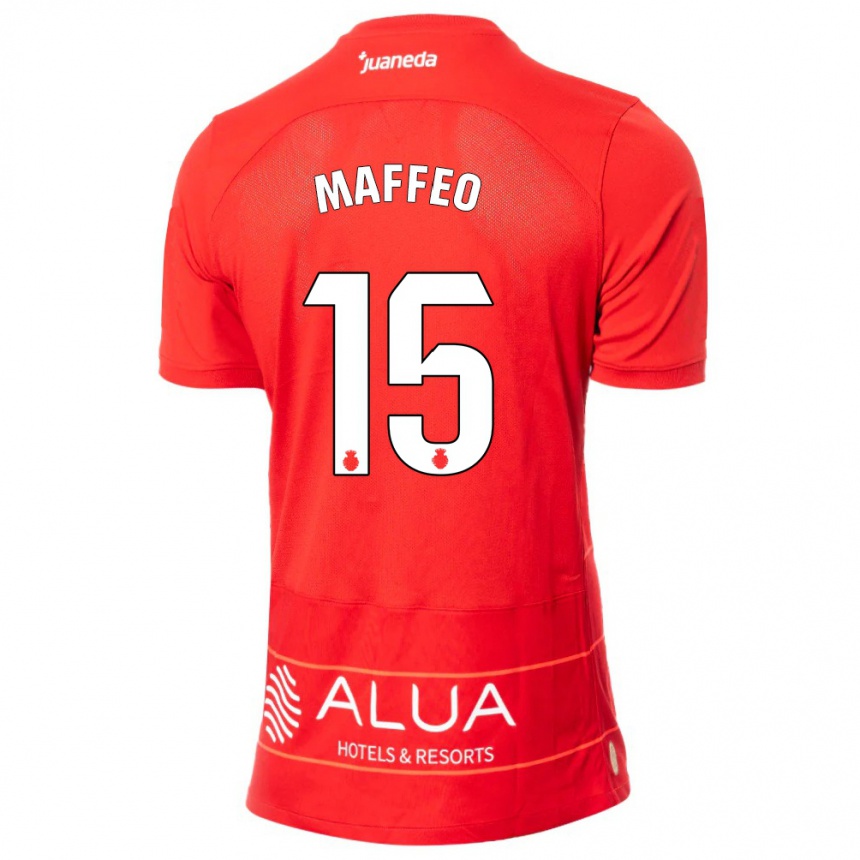 Kinder Fußball Pablo Maffeo #15 Rot Heimtrikot Trikot 2023/24 T-Shirt Luxemburg