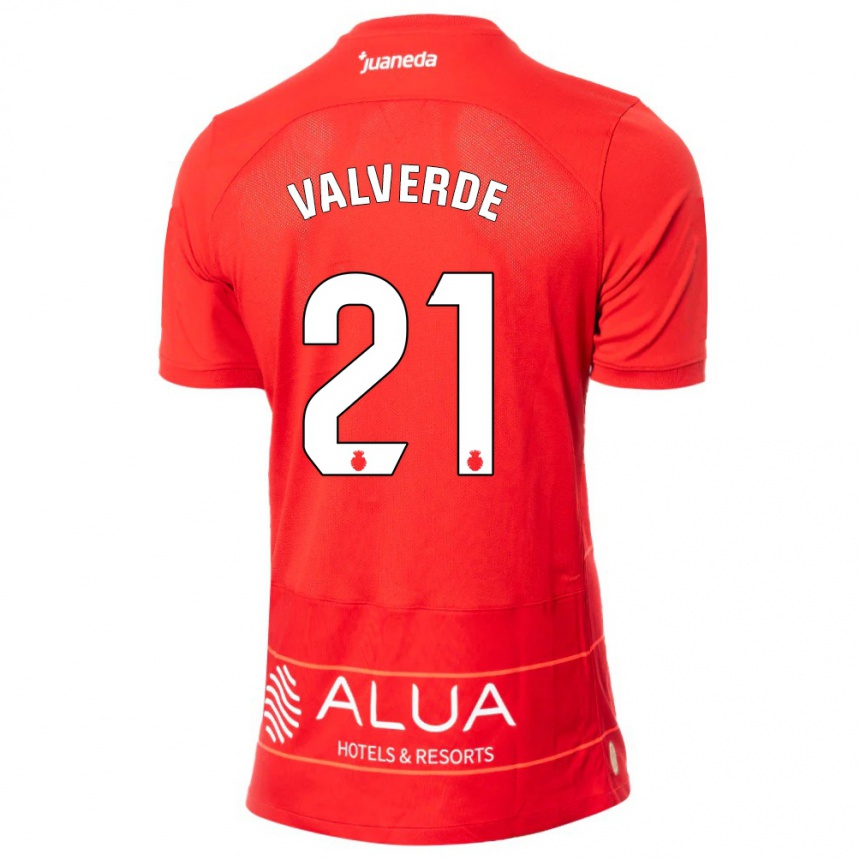 Kinder Fußball David Valverde #21 Rot Heimtrikot Trikot 2023/24 T-Shirt Luxemburg