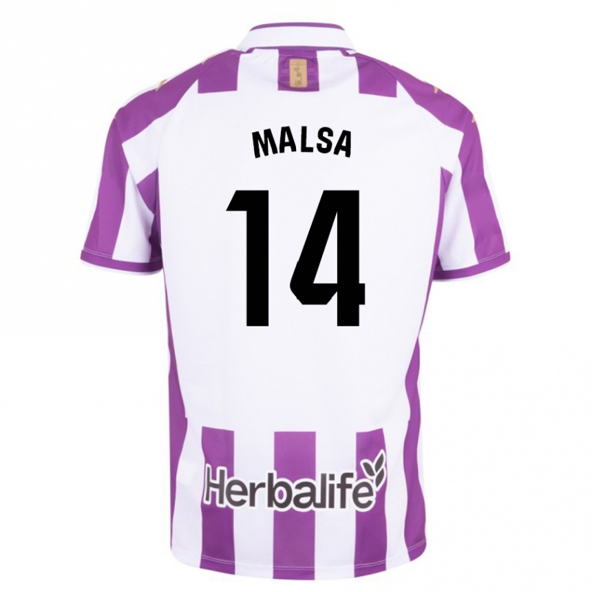 Kinder Fußball Mickaël Malsa #14 Lila Heimtrikot Trikot 2023/24 T-Shirt Luxemburg