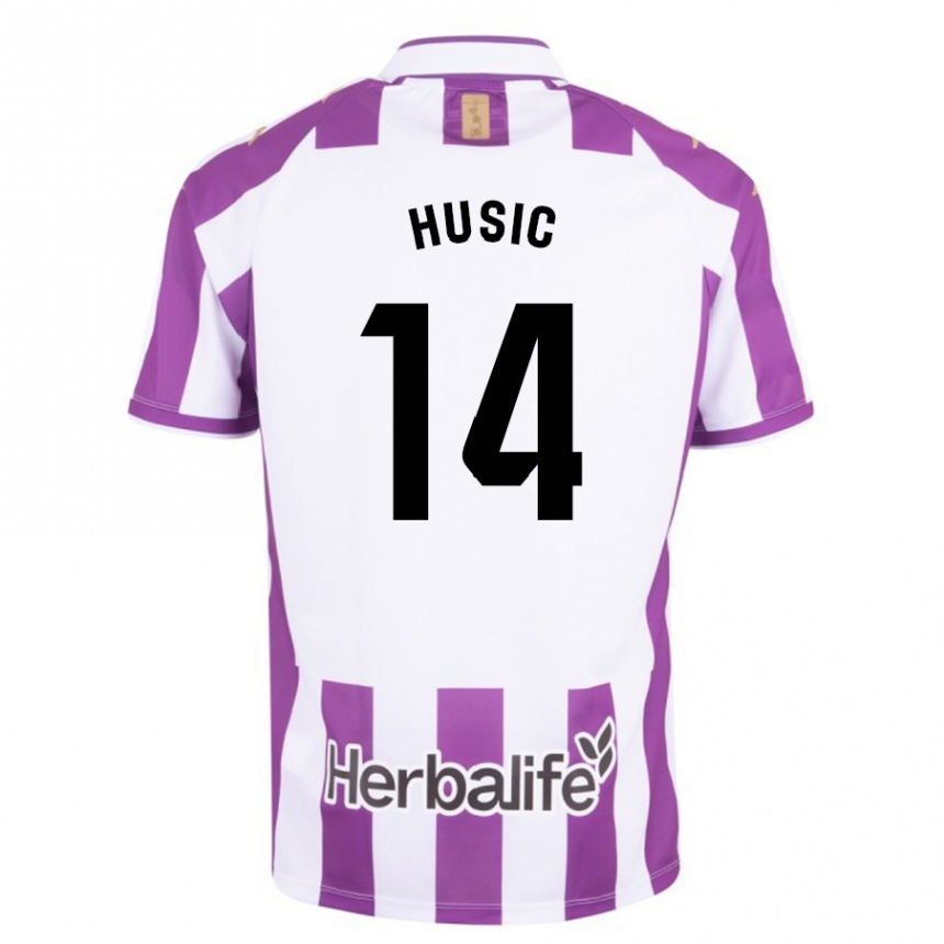 Kinder Fußball Salih Husic #14 Lila Heimtrikot Trikot 2023/24 T-Shirt Luxemburg