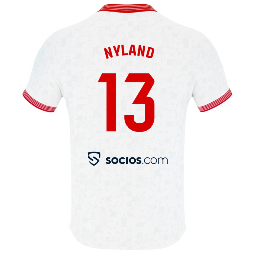 Kinder Fußball Ørjan Nyland #13 Weiß Heimtrikot Trikot 2023/24 T-Shirt Luxemburg