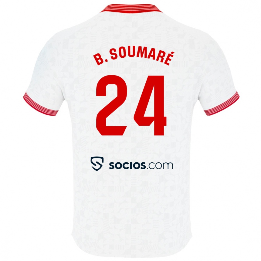 Kinder Fußball Boubakary Soumaré #24 Weiß Heimtrikot Trikot 2023/24 T-Shirt Luxemburg