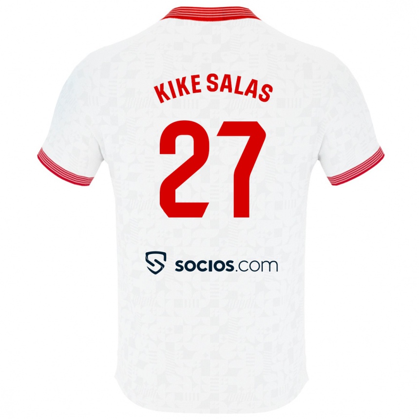 Kinder Fußball Kike Salas #27 Weiß Heimtrikot Trikot 2023/24 T-Shirt Luxemburg