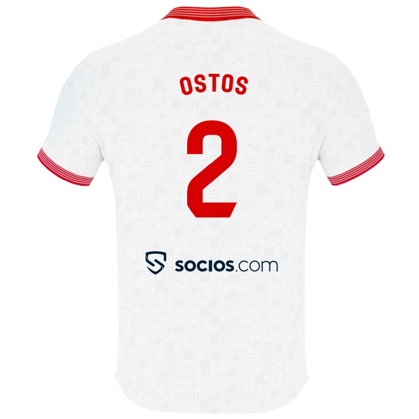 Kinder Fußball Fran Ostos #2 Weiß Heimtrikot Trikot 2023/24 T-Shirt Luxemburg