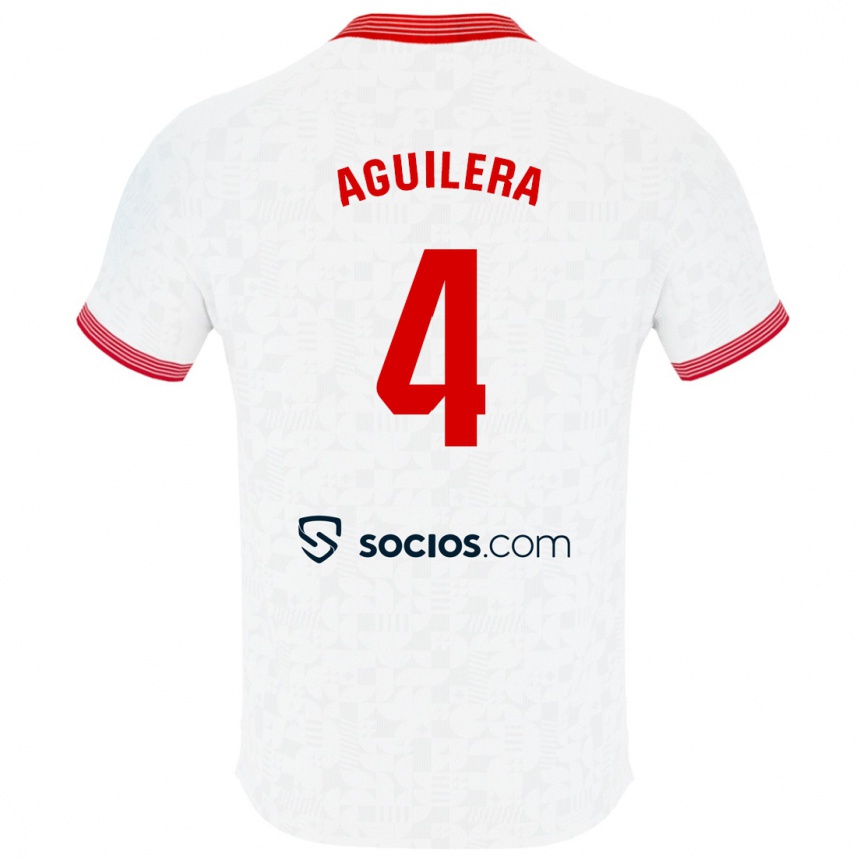 Kinder Fußball Juanan Aguilera #4 Weiß Heimtrikot Trikot 2023/24 T-Shirt Luxemburg