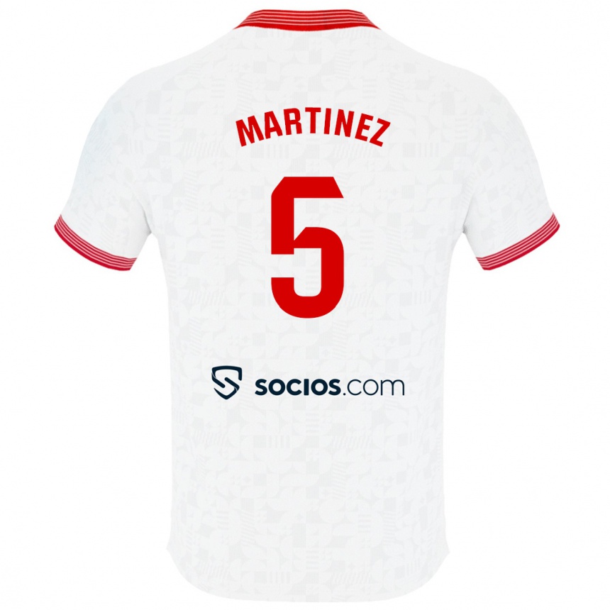 Kinder Fußball Sergio Martínez #5 Weiß Heimtrikot Trikot 2023/24 T-Shirt Luxemburg