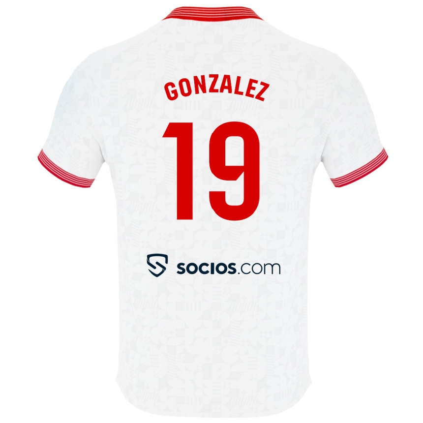 Kinder Fußball Carlos González #19 Weiß Heimtrikot Trikot 2023/24 T-Shirt Luxemburg