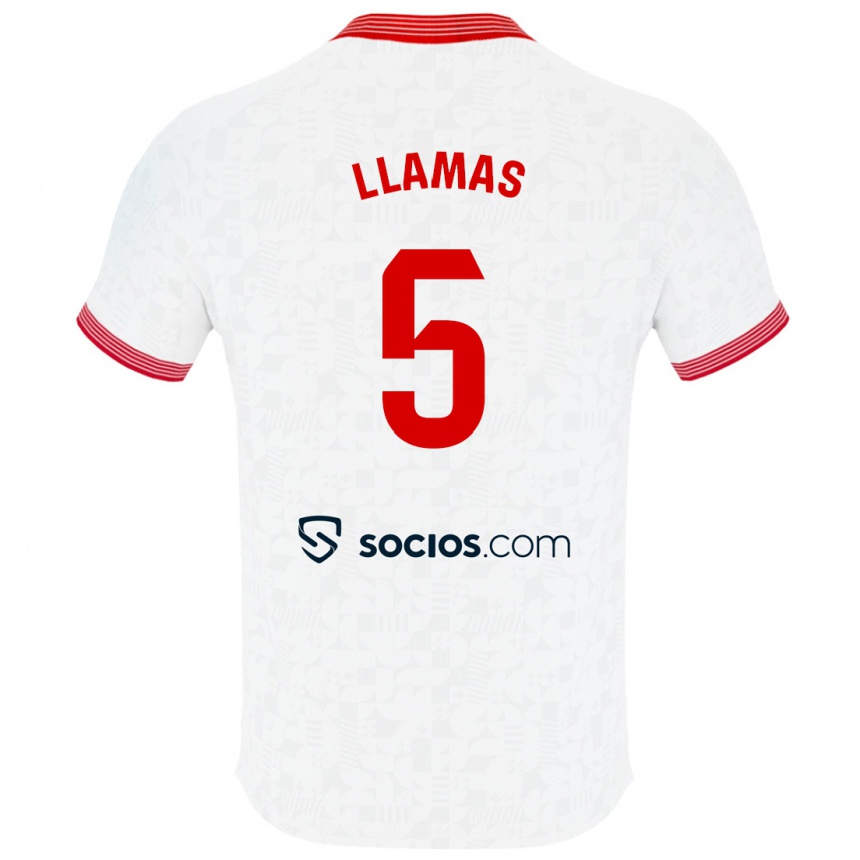 Kinder Fußball Eva Llamas Hernández #5 Weiß Heimtrikot Trikot 2023/24 T-Shirt Luxemburg