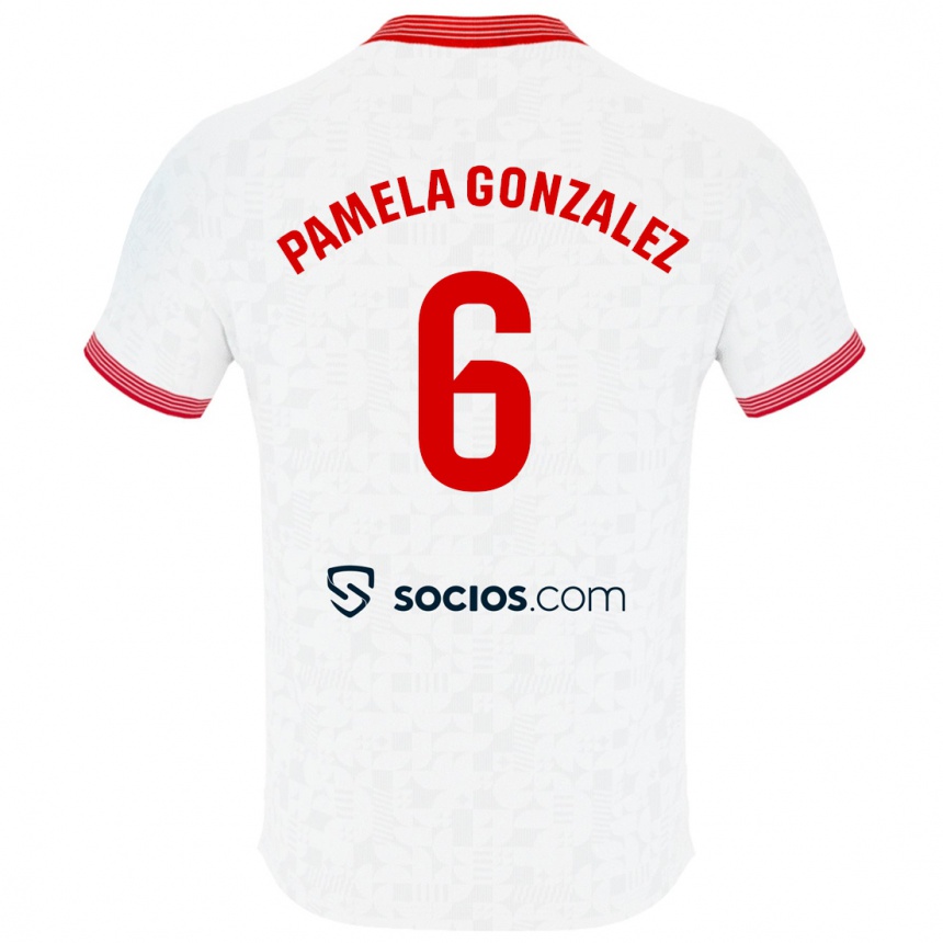 Kinder Fußball Cinthia Pamela González Medina #6 Weiß Heimtrikot Trikot 2023/24 T-Shirt Luxemburg