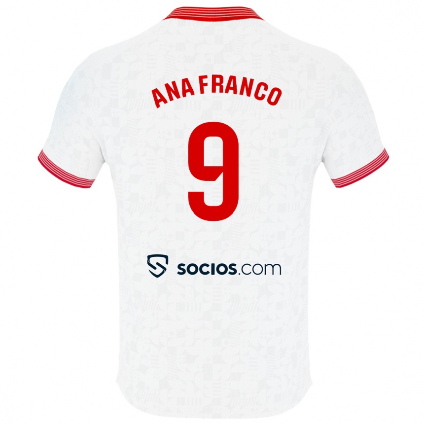 Kinder Fußball Ana Franco De La Vega #9 Weiß Heimtrikot Trikot 2023/24 T-Shirt Luxemburg