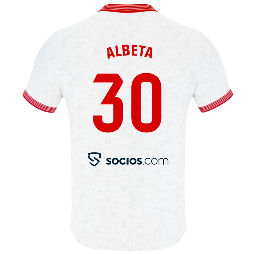 Kinder Fußball Alba María López Montiel #30 Weiß Heimtrikot Trikot 2023/24 T-Shirt Luxemburg