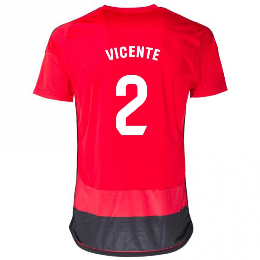 Kinder Fußball David Vicente #2 Rot Schwarz Heimtrikot Trikot 2023/24 T-Shirt Luxemburg