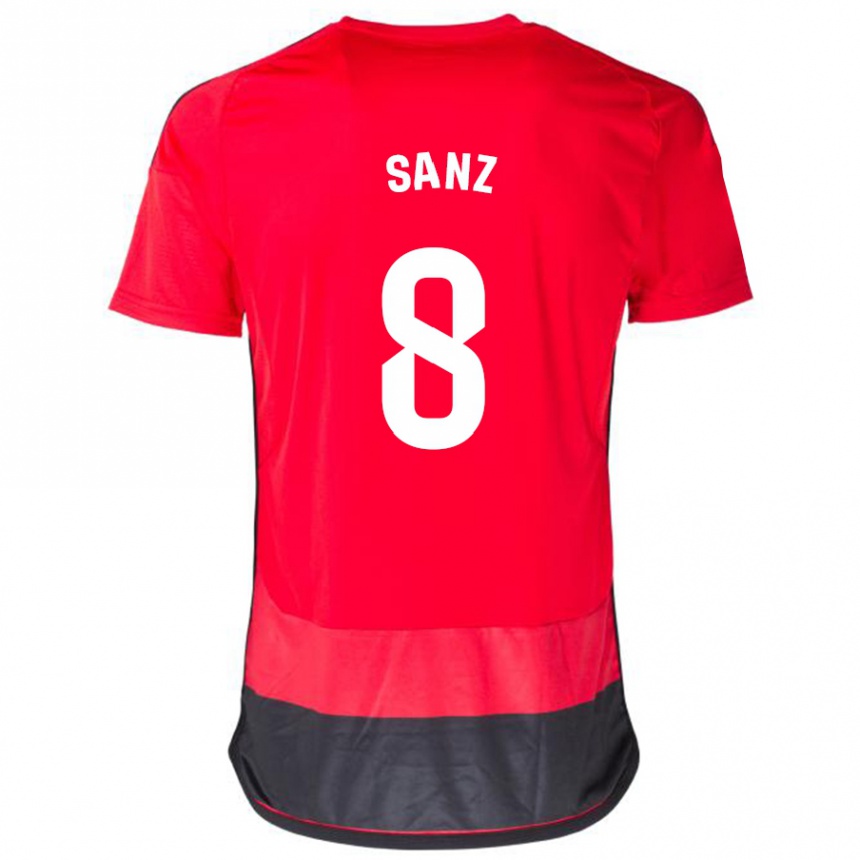 Kinder Fußball Álvaro Sanz #8 Rot Schwarz Heimtrikot Trikot 2023/24 T-Shirt Luxemburg