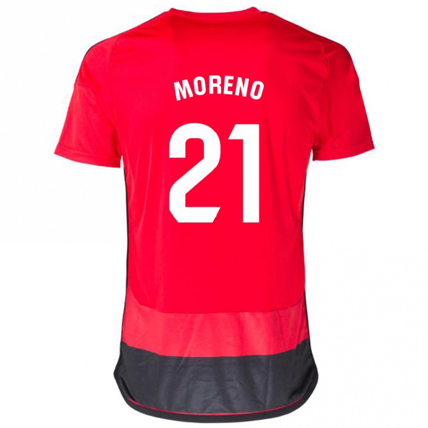 Kinder Fußball Diego Moreno #21 Rot Schwarz Heimtrikot Trikot 2023/24 T-Shirt Luxemburg