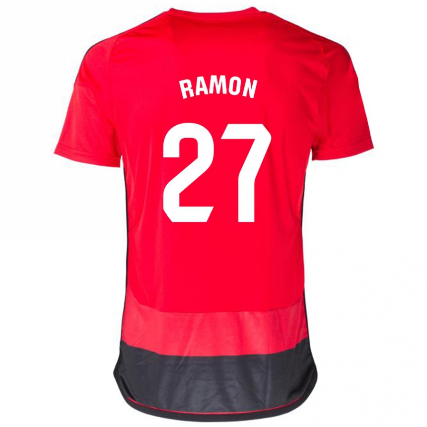 Kinder Fußball Pablo Ramón #27 Rot Schwarz Heimtrikot Trikot 2023/24 T-Shirt Luxemburg