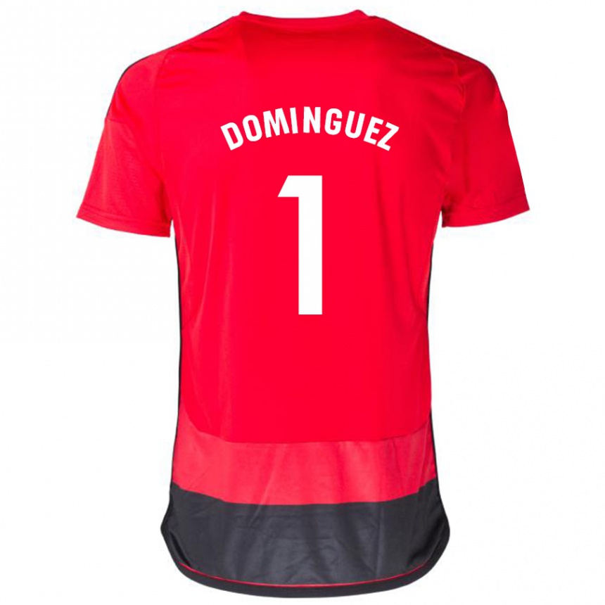 Kinder Fußball Iago Domínguez #1 Rot Schwarz Heimtrikot Trikot 2023/24 T-Shirt Luxemburg