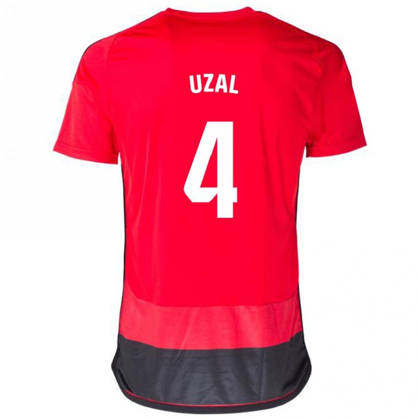 Kinder Fußball Yeray Uzal #4 Rot Schwarz Heimtrikot Trikot 2023/24 T-Shirt Luxemburg