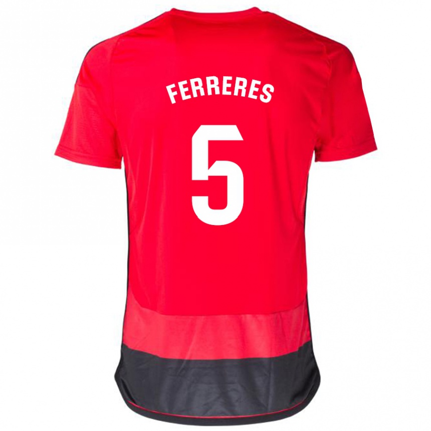 Kinder Fußball Manolo Ferreres #5 Rot Schwarz Heimtrikot Trikot 2023/24 T-Shirt Luxemburg
