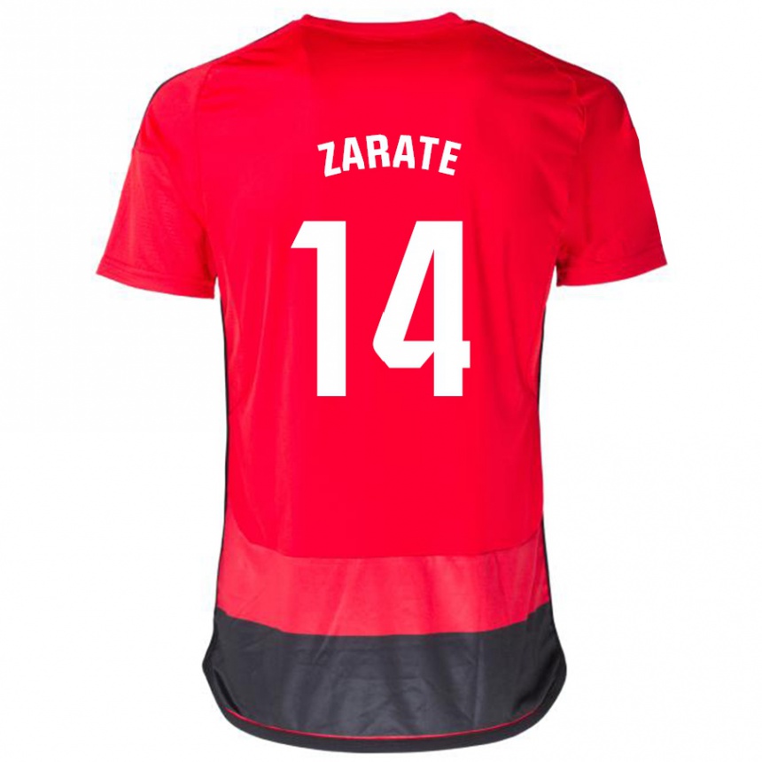 Kinder Fußball Hugo Zárate #14 Rot Schwarz Heimtrikot Trikot 2023/24 T-Shirt Luxemburg