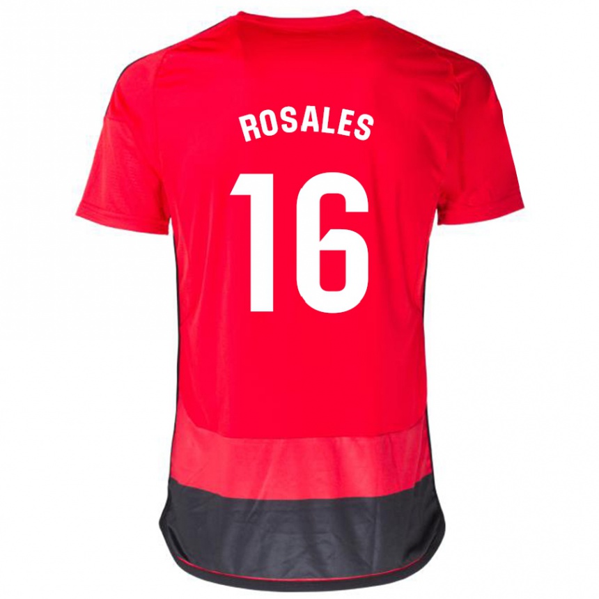 Kinder Fußball Diego Rosales #16 Rot Schwarz Heimtrikot Trikot 2023/24 T-Shirt Luxemburg