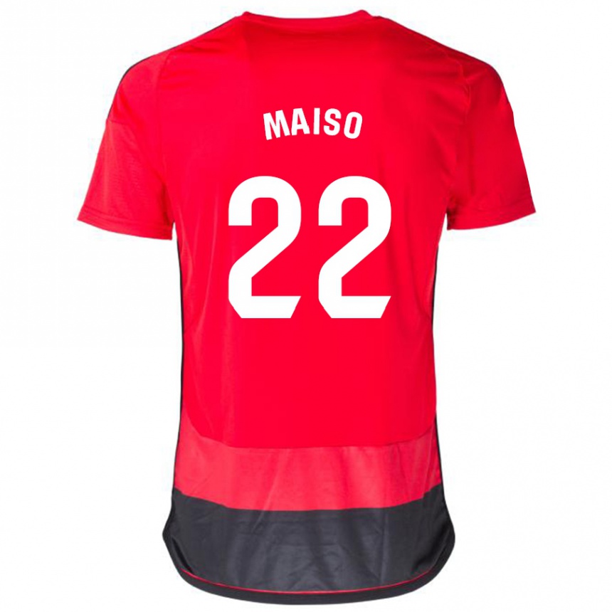 Kinder Fußball Álvaro Maiso #22 Rot Schwarz Heimtrikot Trikot 2023/24 T-Shirt Luxemburg