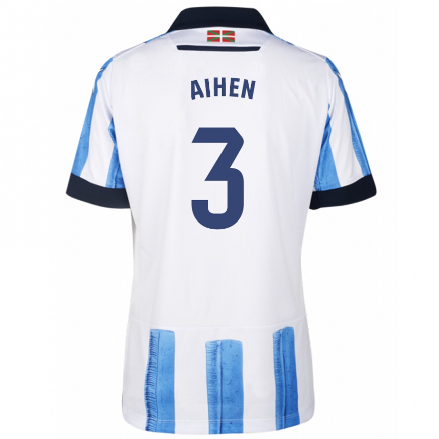 Kinder Fußball Aihen Muñoz #3 Blau Weiss Heimtrikot Trikot 2023/24 T-Shirt Luxemburg