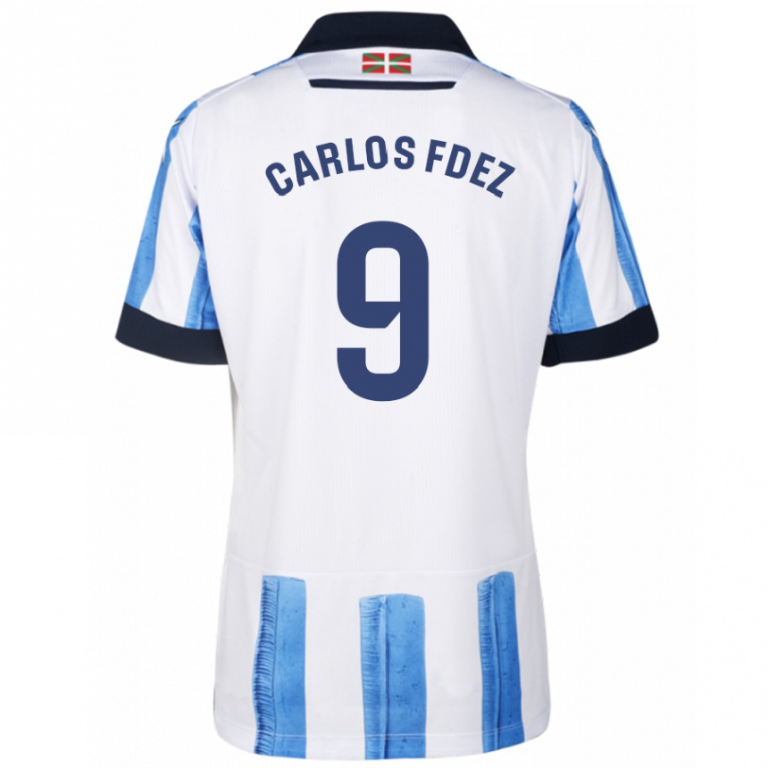 Kinder Fußball Carlos Fernández #9 Blau Weiss Heimtrikot Trikot 2023/24 T-Shirt Luxemburg