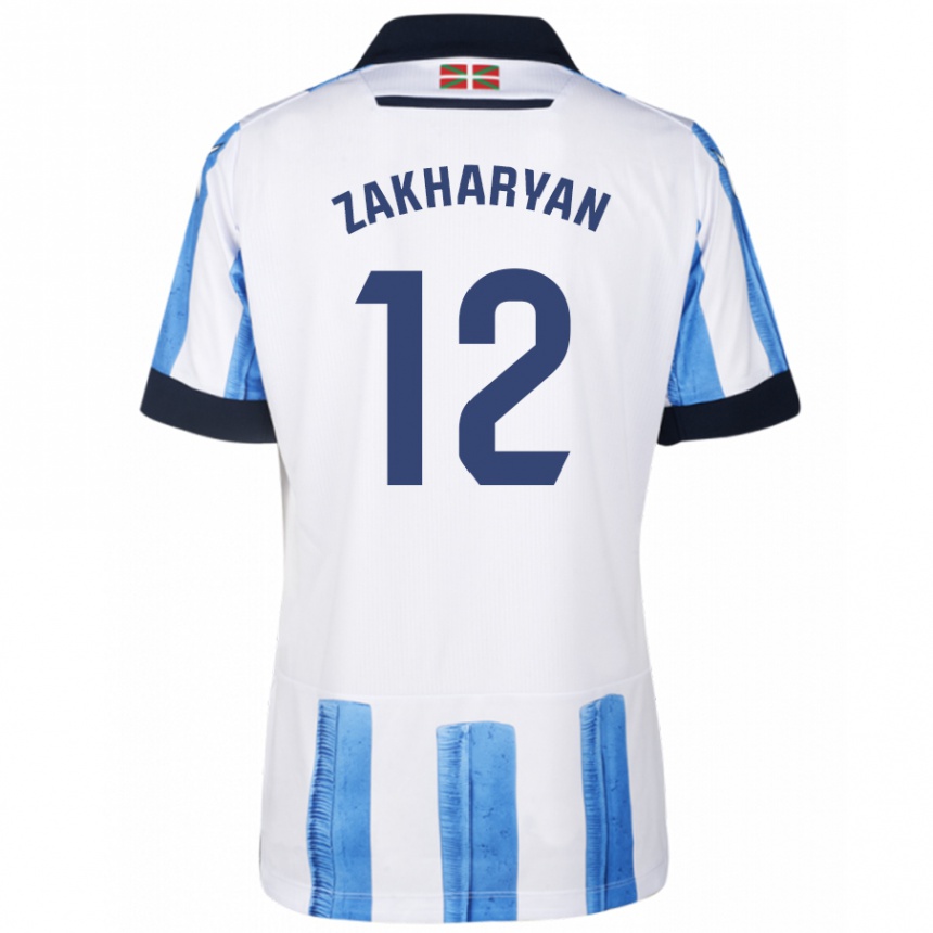 Kinder Fußball Arsen Zakharyan #12 Blau Weiss Heimtrikot Trikot 2023/24 T-Shirt Luxemburg