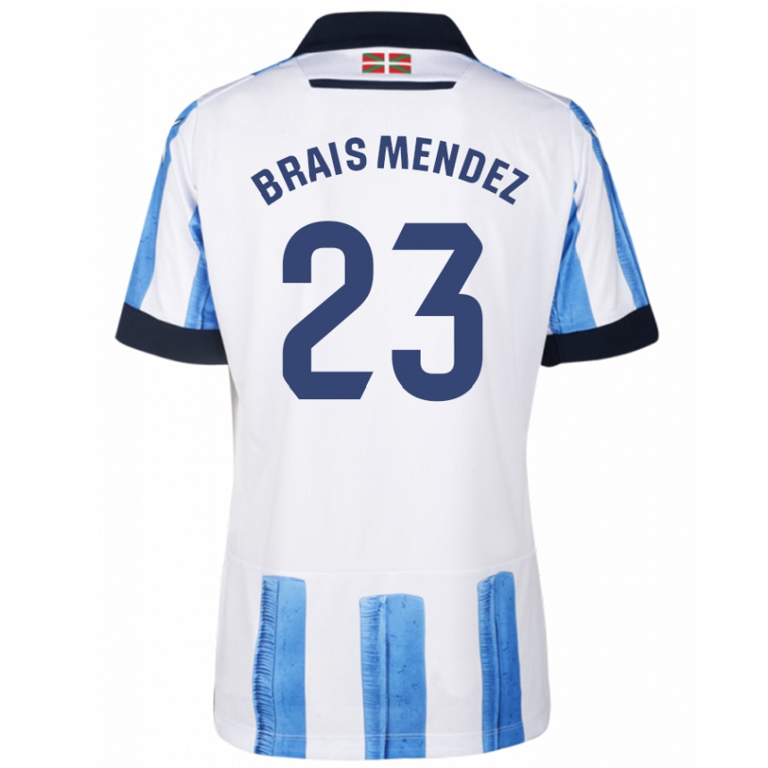 Kinder Fußball Brais Méndez #23 Blau Weiss Heimtrikot Trikot 2023/24 T-Shirt Luxemburg