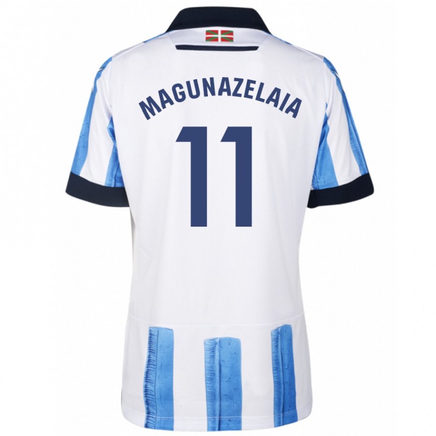 Kinder Fußball Jon Magunazelaia #11 Blau Weiss Heimtrikot Trikot 2023/24 T-Shirt Luxemburg