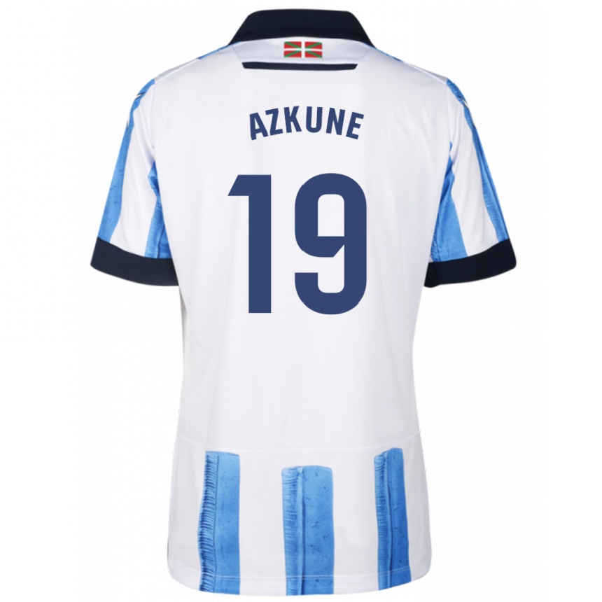 Kinder Fußball Ekain Azkune #19 Blau Weiss Heimtrikot Trikot 2023/24 T-Shirt Luxemburg