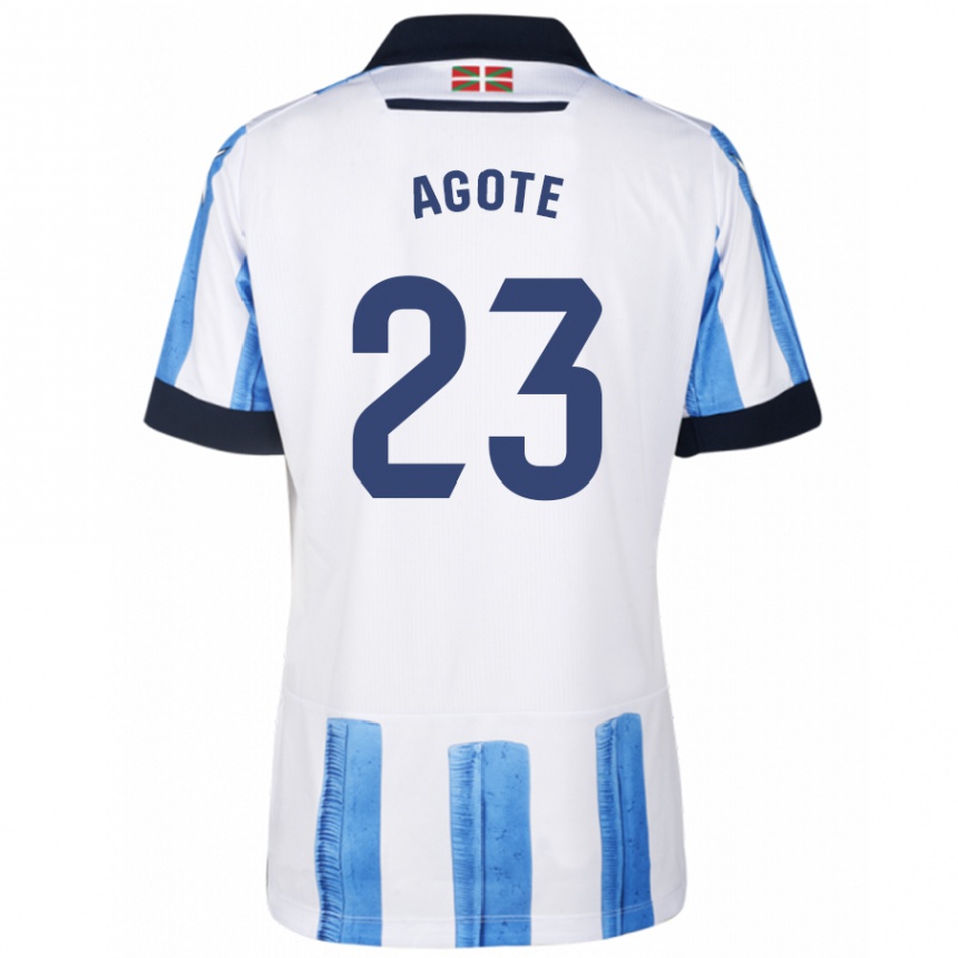 Kinder Fußball Unax Agote #23 Blau Weiss Heimtrikot Trikot 2023/24 T-Shirt Luxemburg