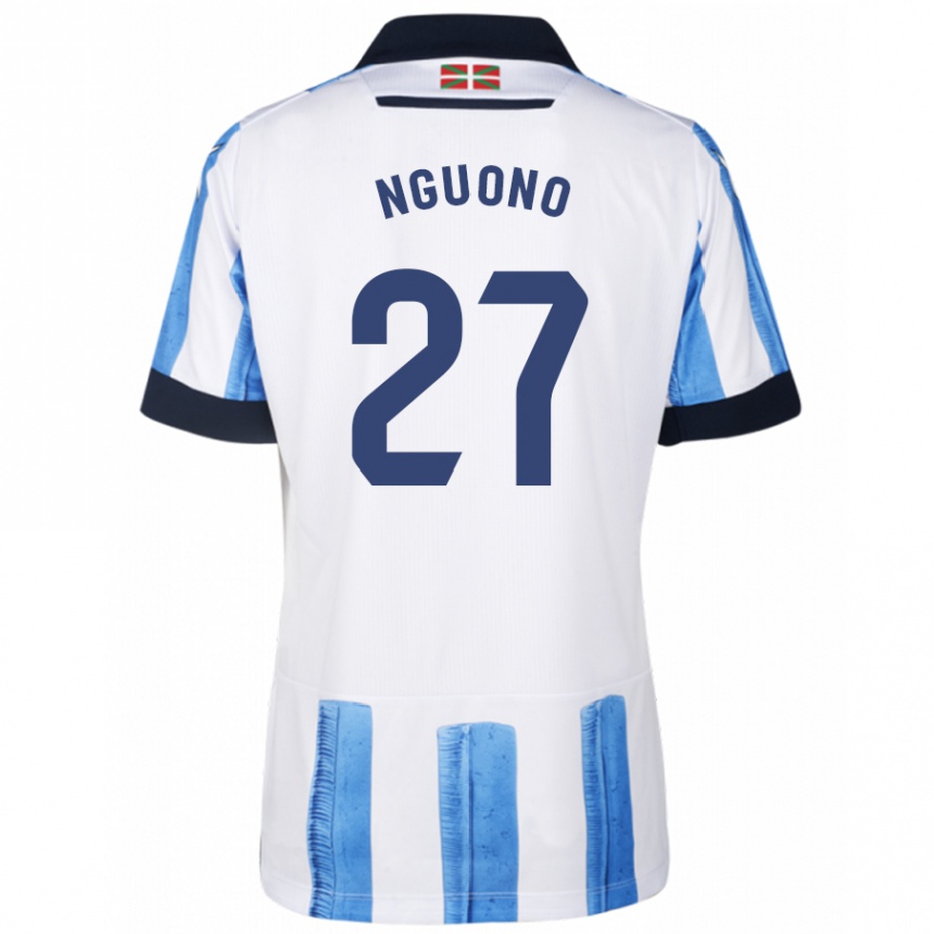 Kinder Fußball Job Nguono #27 Blau Weiss Heimtrikot Trikot 2023/24 T-Shirt Luxemburg