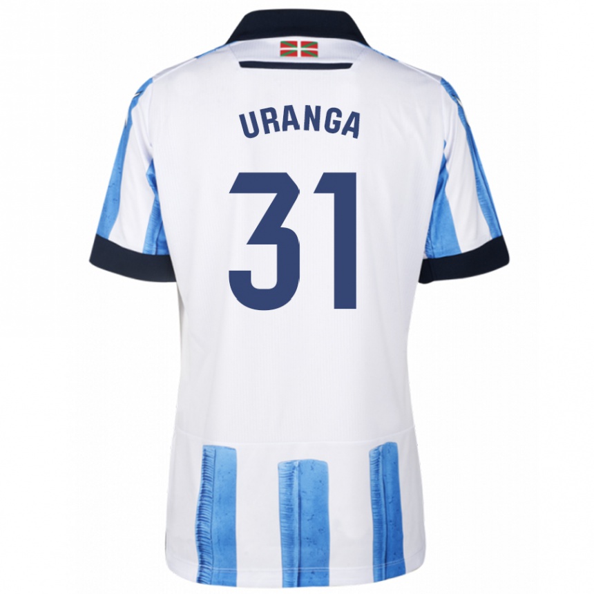 Kinder Fußball Haizea Uranga Agirre #31 Blau Weiss Heimtrikot Trikot 2023/24 T-Shirt Luxemburg