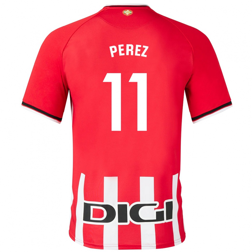 Kinder Fußball Adrián Pérez #11 Rot Heimtrikot Trikot 2023/24 T-Shirt Luxemburg