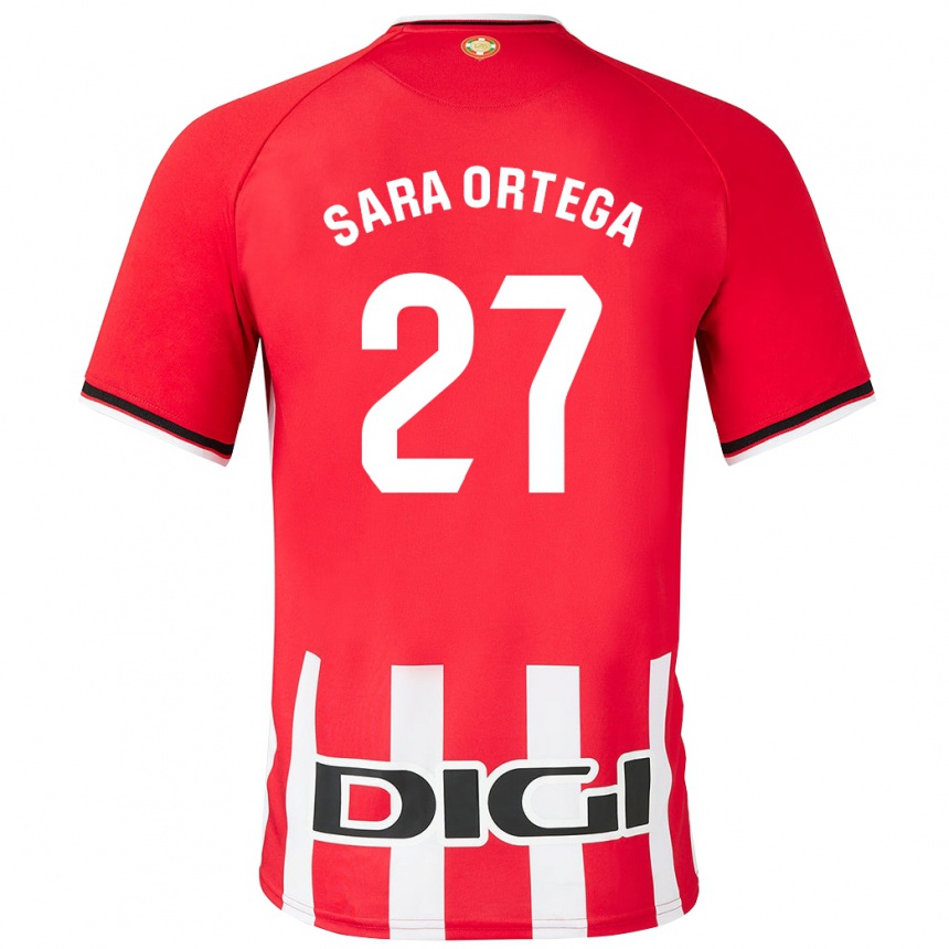 Kinder Fußball Sara Ortega Ruiz #27 Rot Heimtrikot Trikot 2023/24 T-Shirt Luxemburg