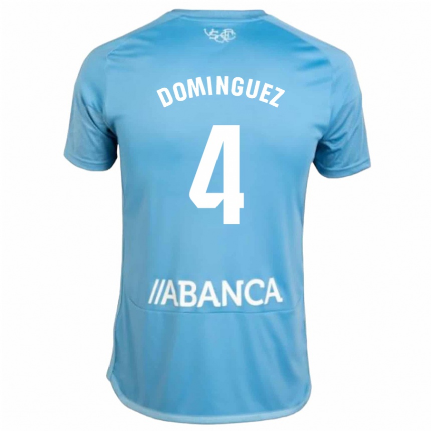 Kinder Fußball Javi Domínguez #4 Blau Heimtrikot Trikot 2023/24 T-Shirt Luxemburg