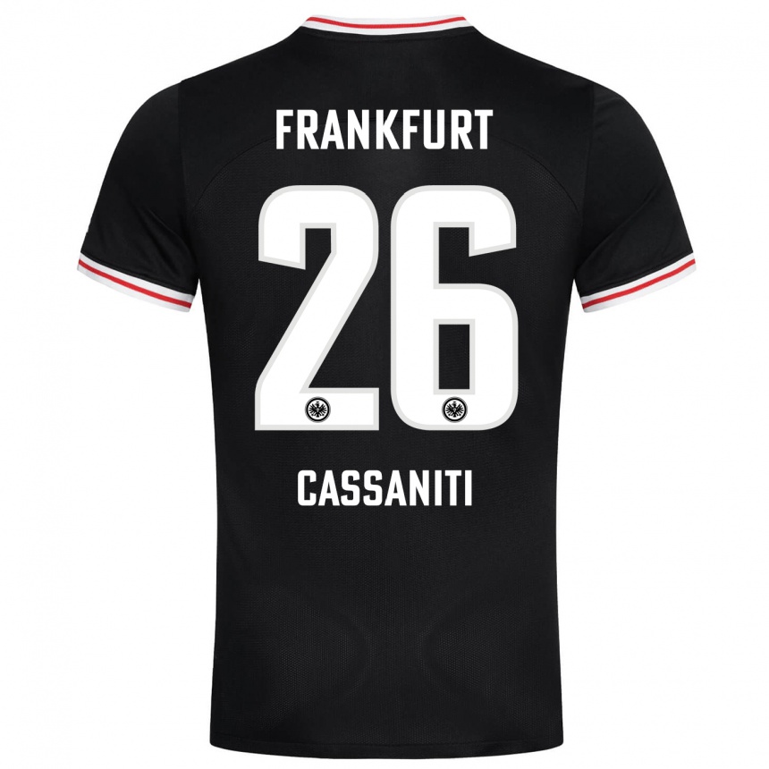 Kinder Fußball Nino Cassaniti #26 Schwarz Auswärtstrikot Trikot 2023/24 T-Shirt Luxemburg