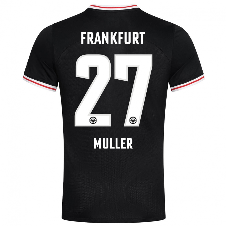 Kinder Fußball Mark Müller #27 Schwarz Auswärtstrikot Trikot 2023/24 T-Shirt Luxemburg