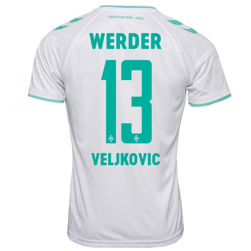 Kinder Fußball Milos Veljkovic #13 Weiß Auswärtstrikot Trikot 2023/24 T-Shirt Luxemburg