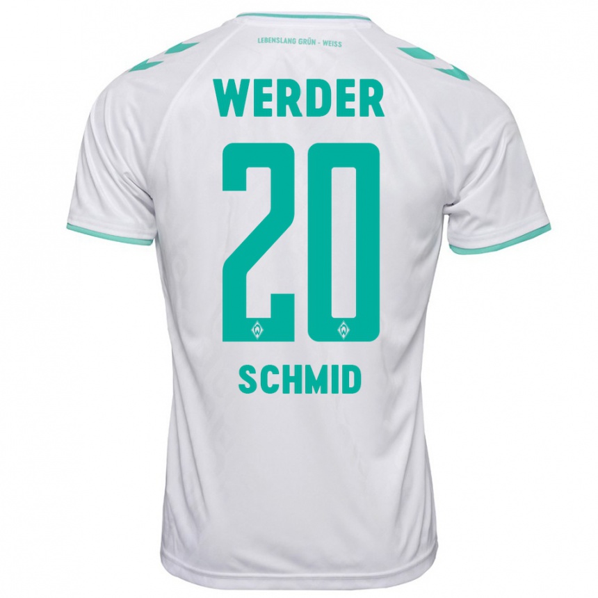 Kinder Fußball Romano Schmid #20 Weiß Auswärtstrikot Trikot 2023/24 T-Shirt Luxemburg