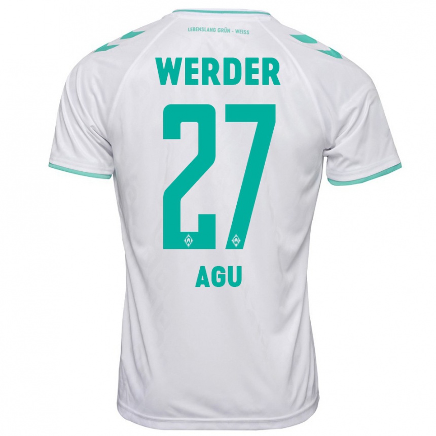 Kinder Fußball Felix Agu #27 Weiß Auswärtstrikot Trikot 2023/24 T-Shirt Luxemburg