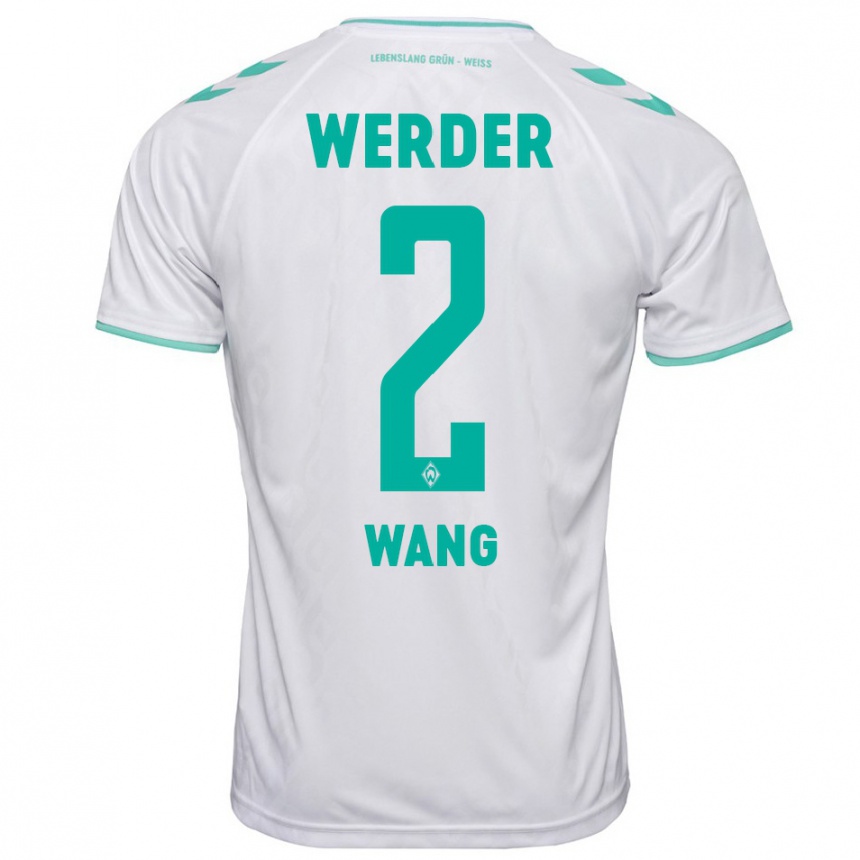 Kinder Fußball Bowen Wang #2 Weiß Auswärtstrikot Trikot 2023/24 T-Shirt Luxemburg