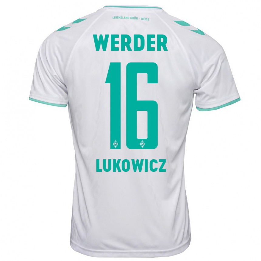 Kinder Fußball Maik Lukowicz #16 Weiß Auswärtstrikot Trikot 2023/24 T-Shirt Luxemburg