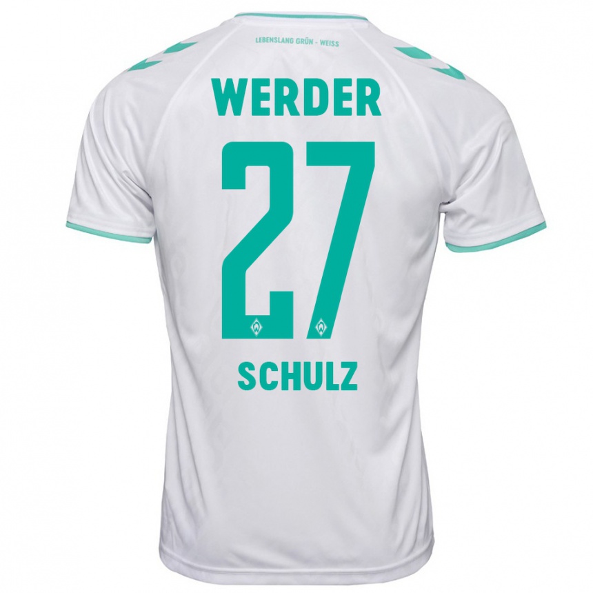 Kinder Fußball Ole Schulz #27 Weiß Auswärtstrikot Trikot 2023/24 T-Shirt Luxemburg