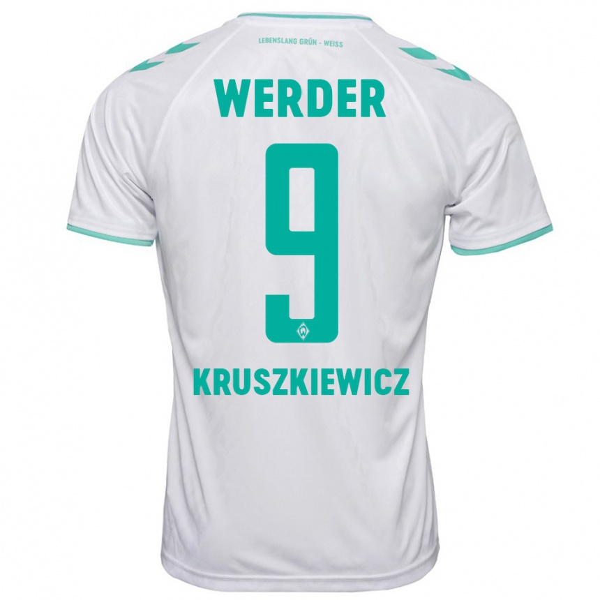 Kinder Fußball Jakub Kruszkiewicz #9 Weiß Auswärtstrikot Trikot 2023/24 T-Shirt Luxemburg