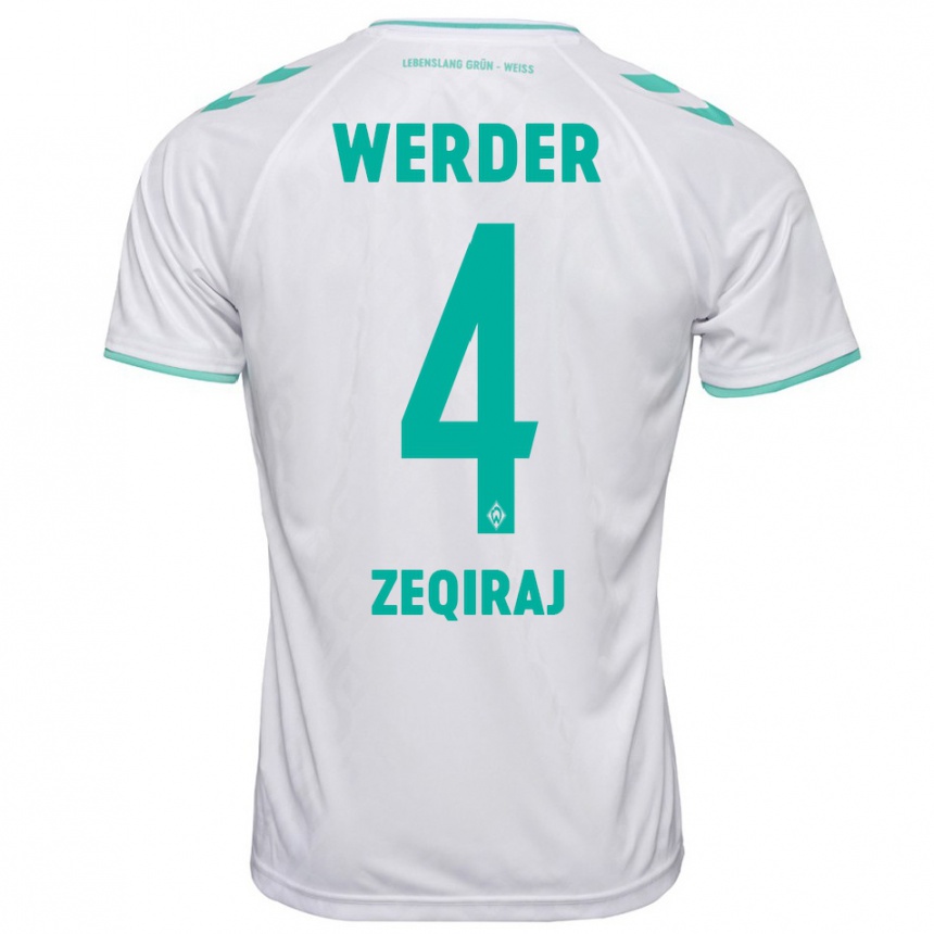 Kinder Fußball Leon Zeqiraj #4 Weiß Auswärtstrikot Trikot 2023/24 T-Shirt Luxemburg